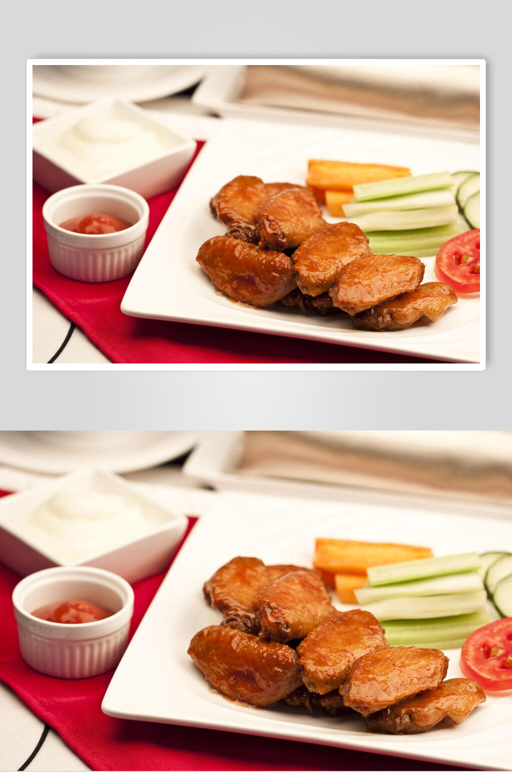 番茄酱炸鸡腿鸡翅鸡块图片素材