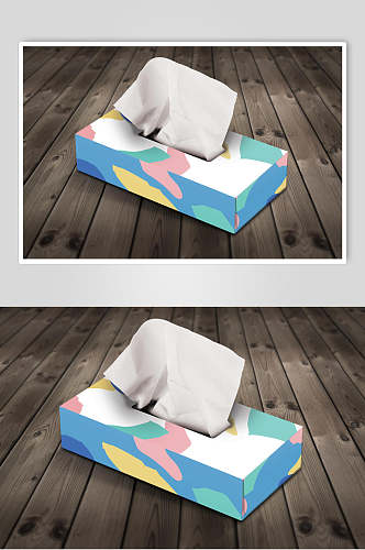 创意彩色迷彩纸巾盒样机