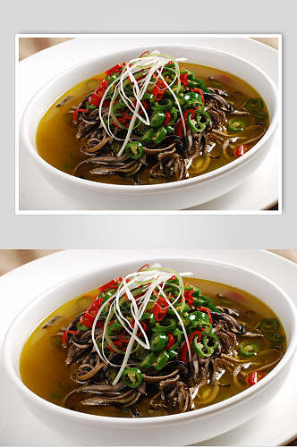 针菇鳝丝食物高清图片