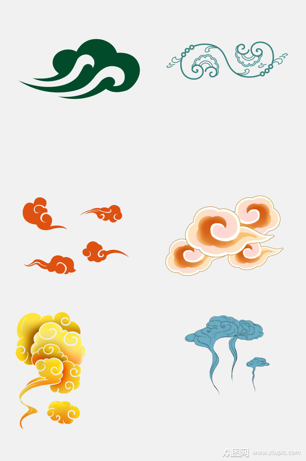 简洁中国风云彩云纹祥云图案免抠素材