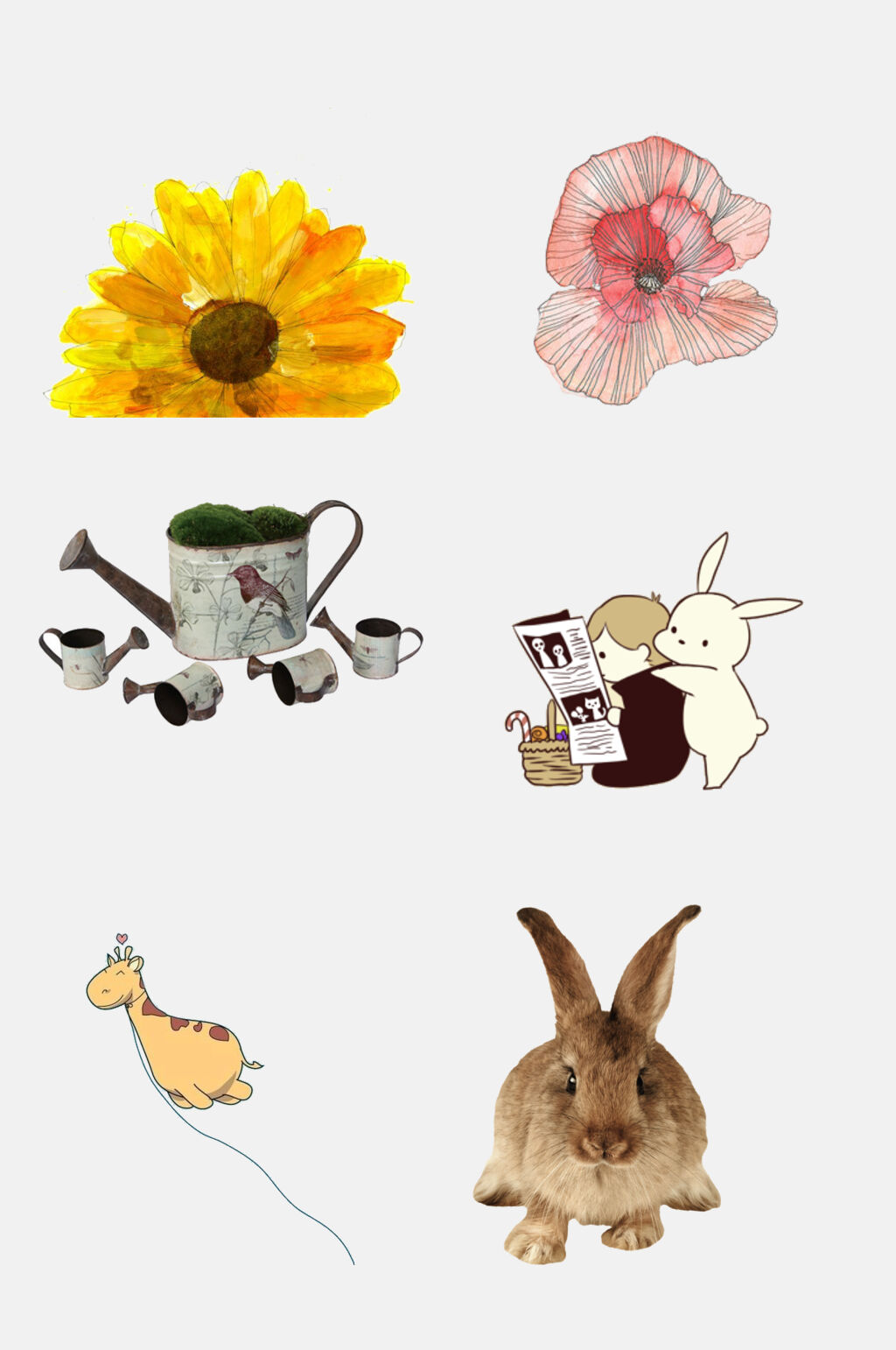 森系小清新花卉插画免抠元素素材