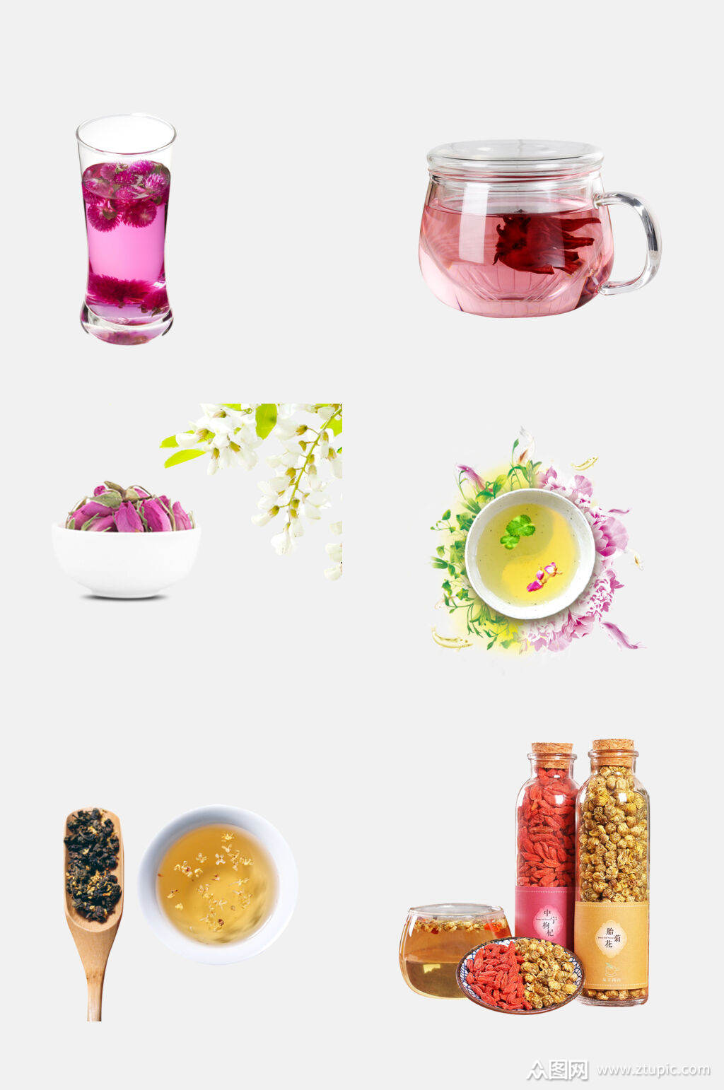 清新精致玫瑰花茶免抠元素模板下载-编号2432814-众图网