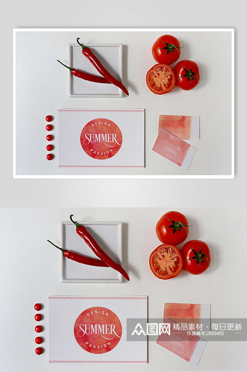 红色蔬菜食品包装餐具场景样机素材