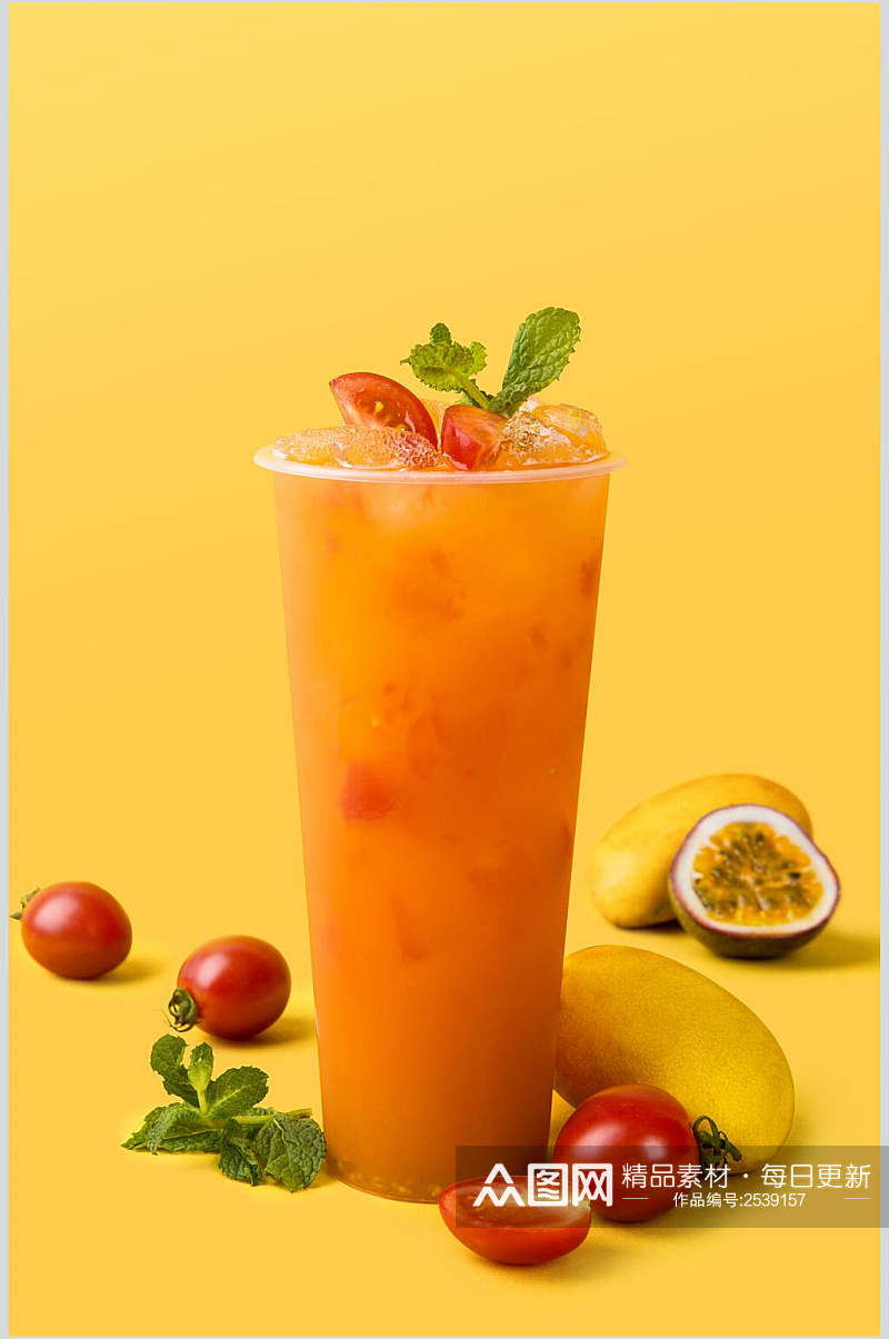 清爽橙色水果茶奶茶食物高清图片素材