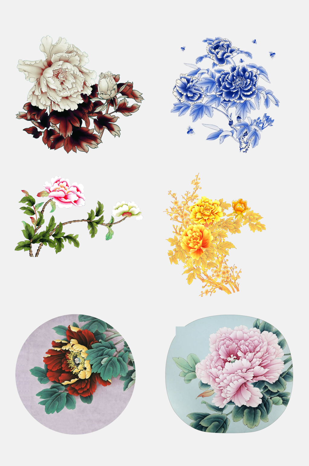 时尚国画牡丹芍药花免抠素材素材
