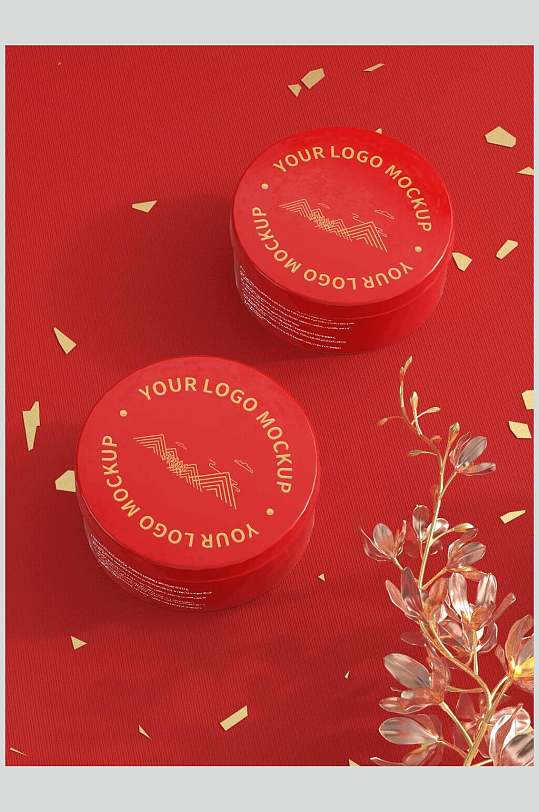 红色化妆品文创样机