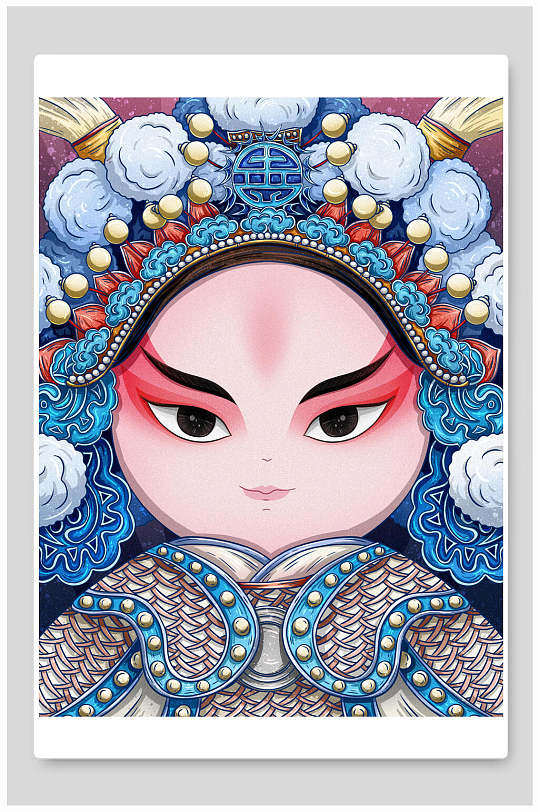 中式京剧人物插画素材