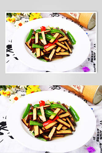 青椒炒卤豆腐干美食淮扬菜摄影图食品图片