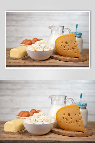 美味面包鸡蛋纯白新鲜牛奶摄影图