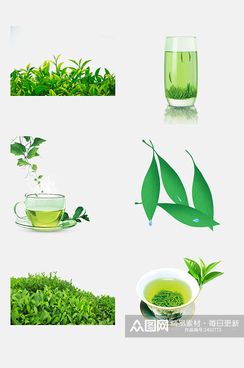 清新绿色茶叶新茶绿茶免抠素材素材