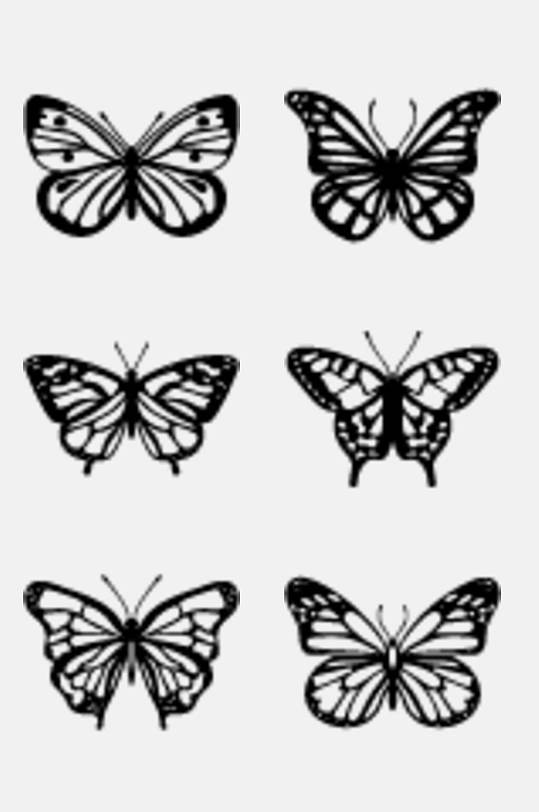 时尚创意黑白蝴蝶免抠素材