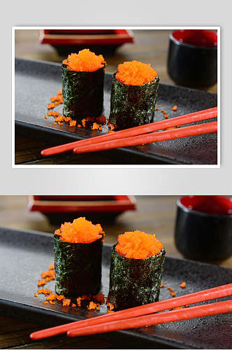 紫菜鱼籽寿司日海料理美食图片