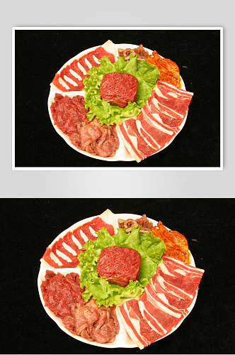 精品鲜肉烧烤菜肴摄影图