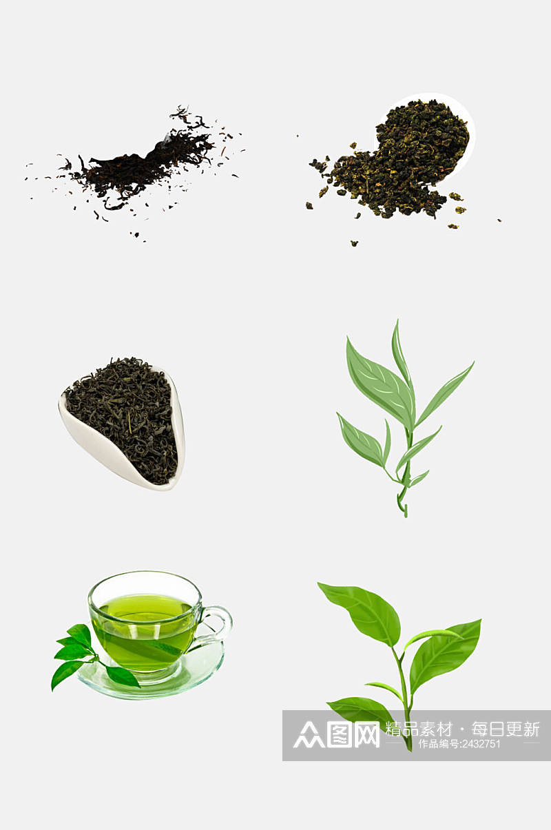清新绿色茶叶新茶绿茶免抠素材素材