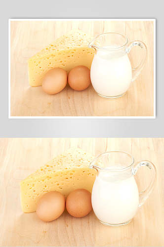 发糕鸡蛋纯白新鲜牛奶摄影图