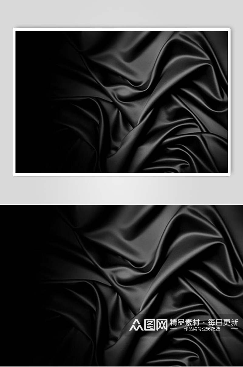 黑色丝滑丝绸绸缎背景图片素材