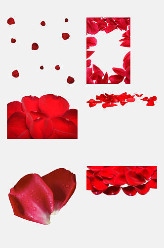 红色创意优美飘散花瓣免抠元素