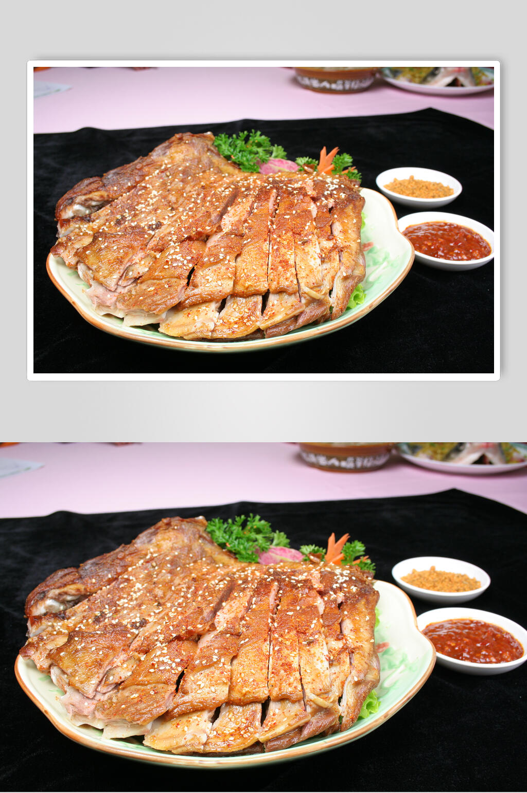 芝麻飘香烧鸭烧烤菜肴摄影图素材