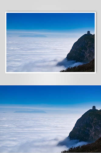 蔚蓝天空云海摄影图片