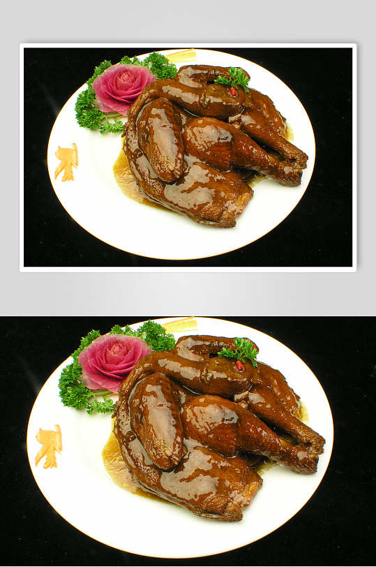精品鸭肉鸡肉烧烤菜肴摄影图