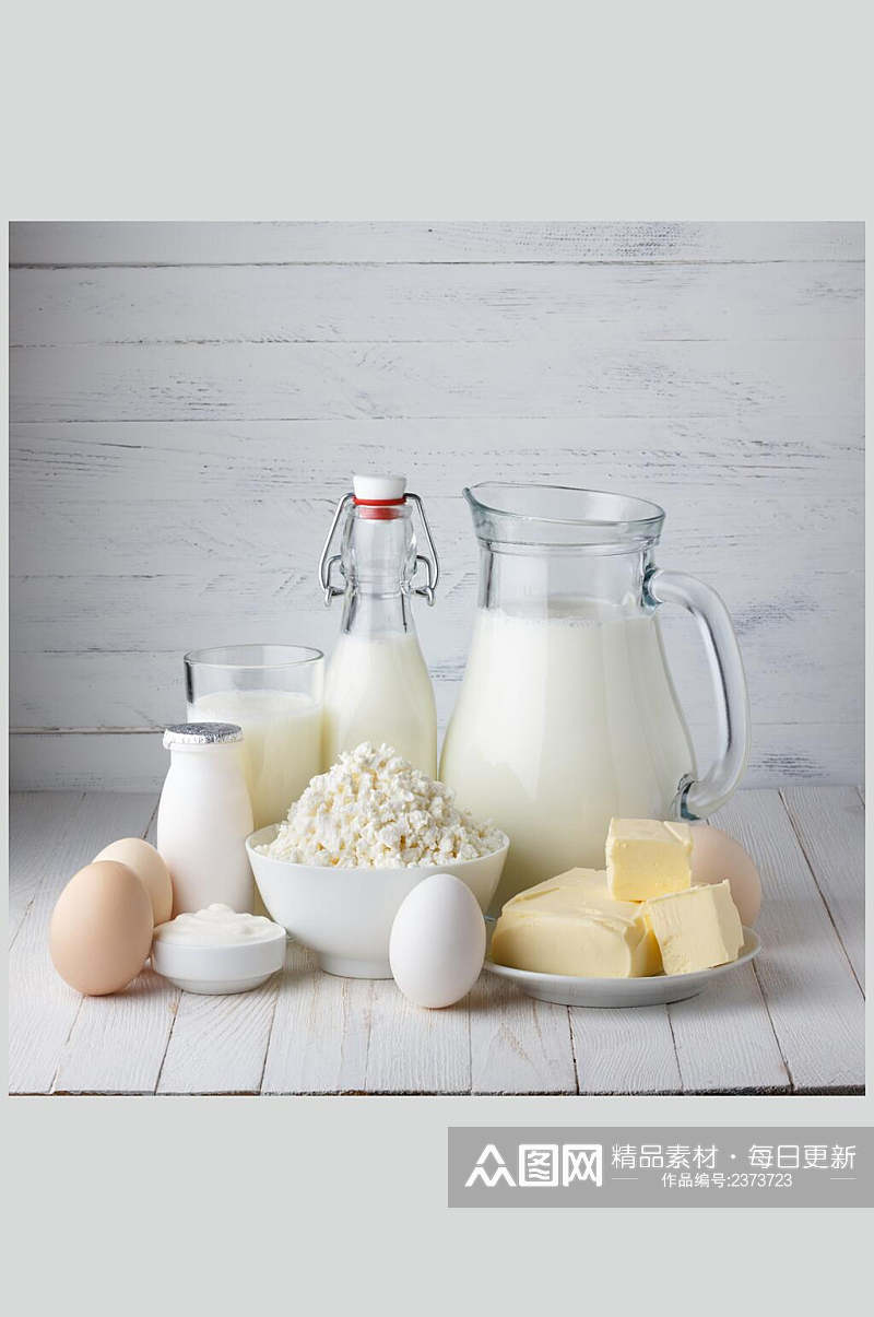 健康美味早餐纯白新鲜牛奶摄影图素材