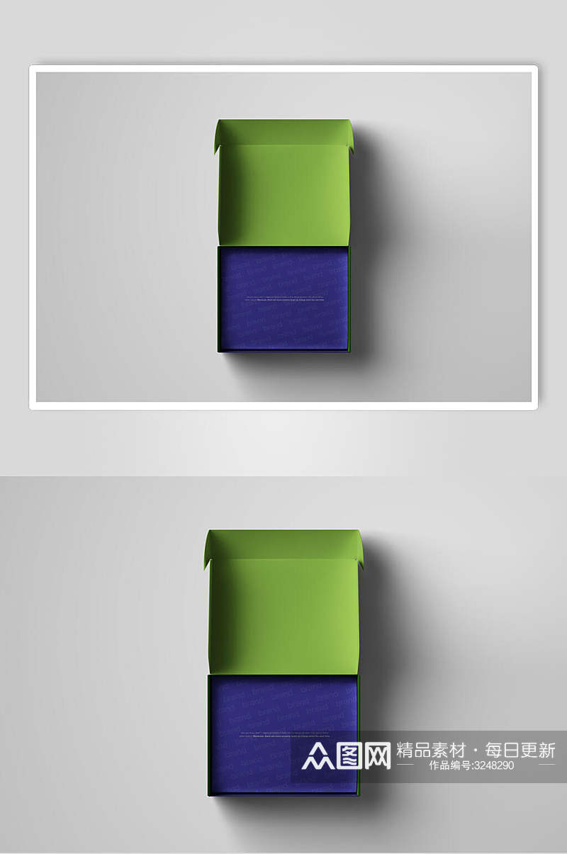 蓝绿撞色包装盒设计样机素材