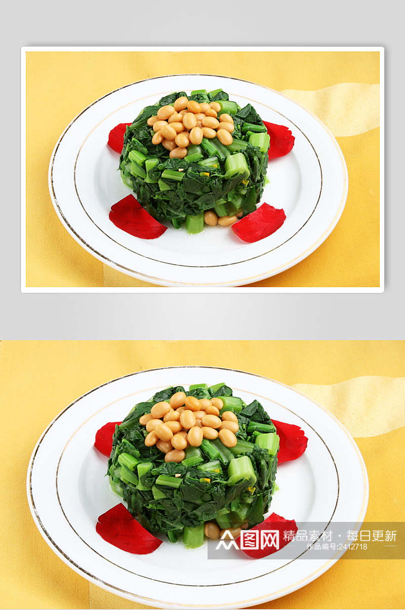 黄豆青菜菜品美食淮扬菜摄影图实拍图片素材