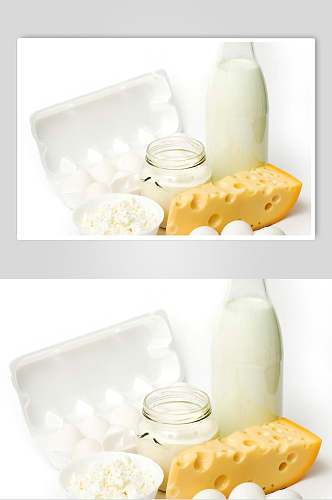 营养面包纯白新鲜牛奶摄影图