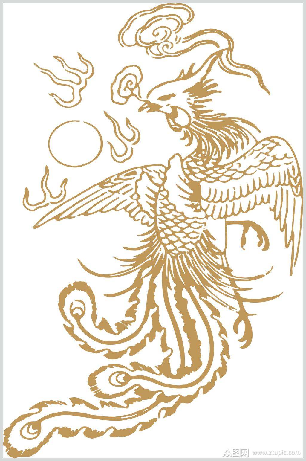 金色龙凤纹样素材素材