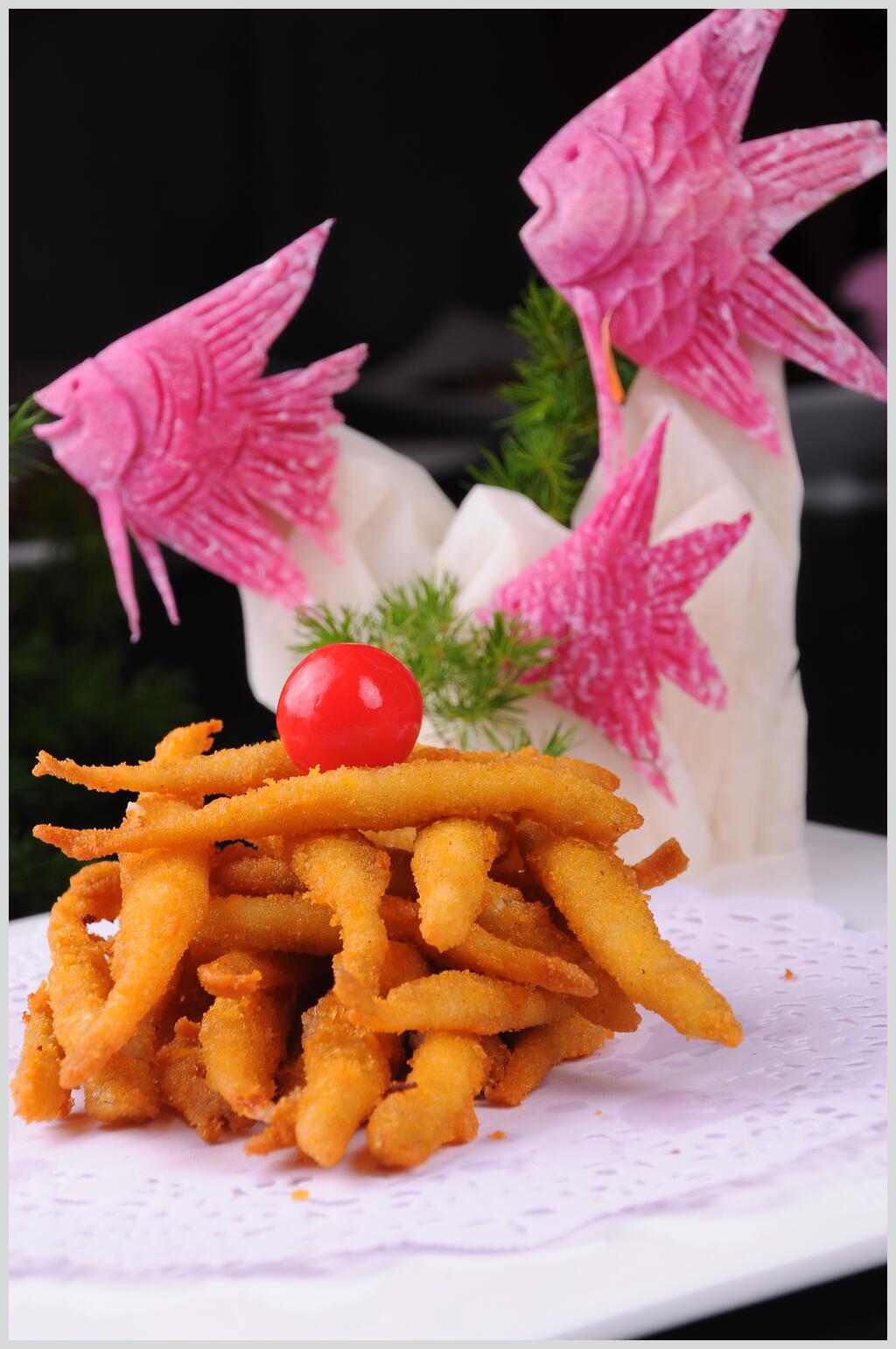 精致炸鱼美食淮扬菜摄影图素材