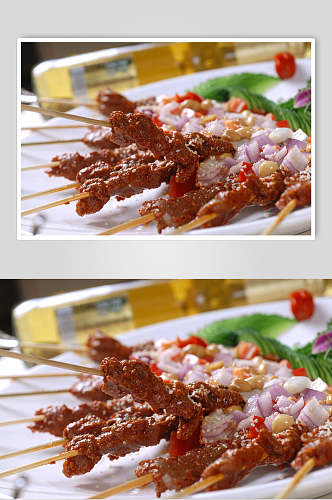 串串牛肉串烧烤菜肴摄影图