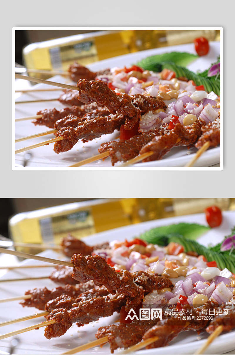 串串牛肉串烧烤菜肴摄影图素材