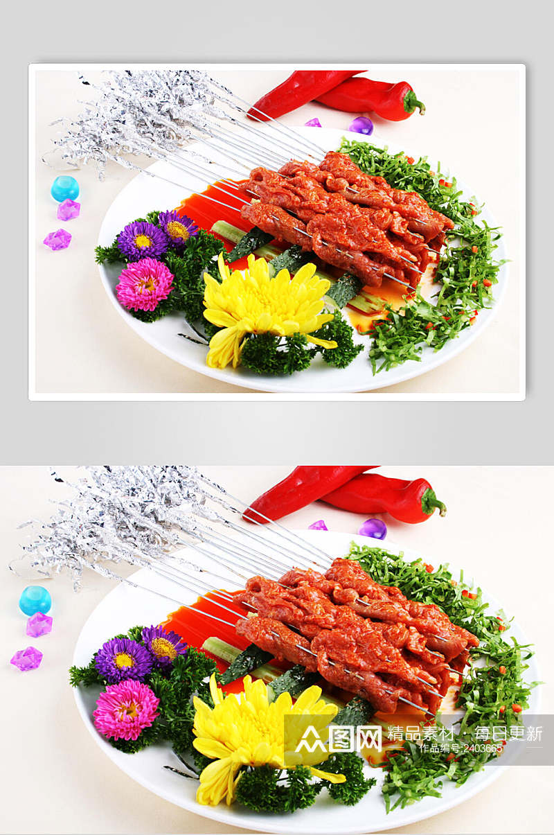 烧烤牛肉串美食淮扬菜摄影图食品图片素材