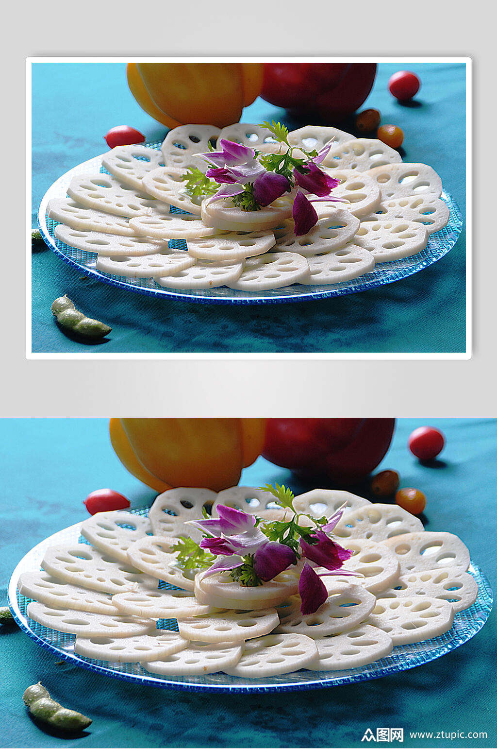 素菜藕片美食淮扬菜摄影图