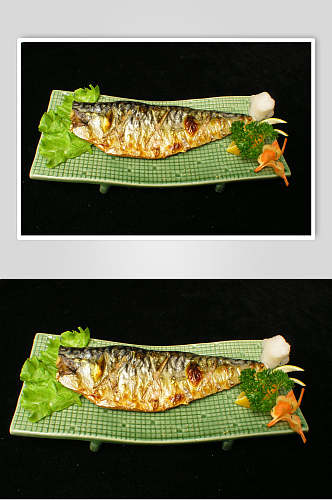 美味烤鱼烧烤菜肴摄影图