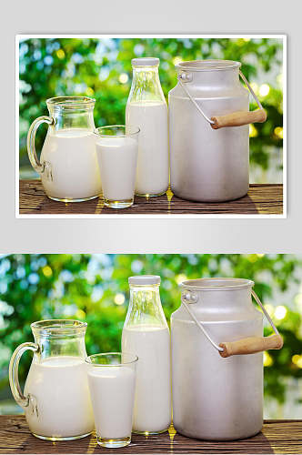 绿色健康纯白新鲜牛奶摄影图