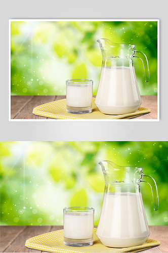 清新水彩纯白新鲜牛奶摄影图