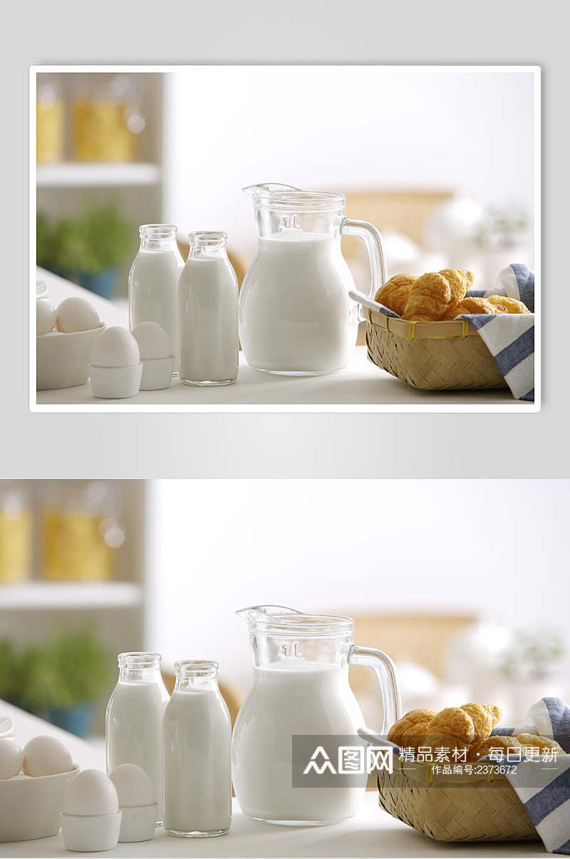 面包纯白新鲜牛奶摄影图素材