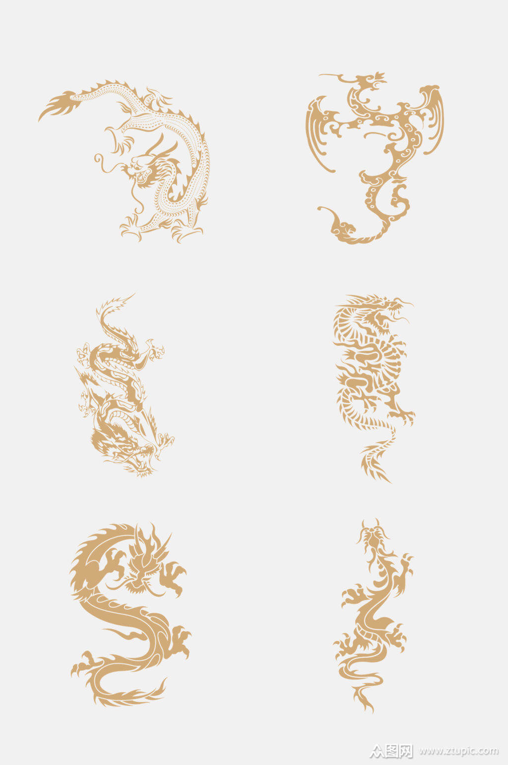 高端金色龙凤纹样免抠元素素材