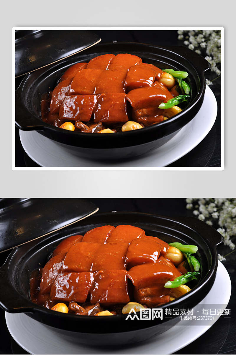 板栗美味红烧肉摄影图素材