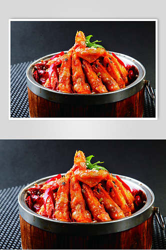 木桶大虾烧烤菜肴摄影图