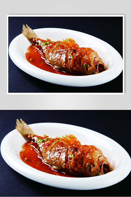 香辣美味红烧鱼美食淮扬菜摄影图