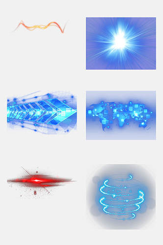 炫彩蓝色科技光效免抠元素