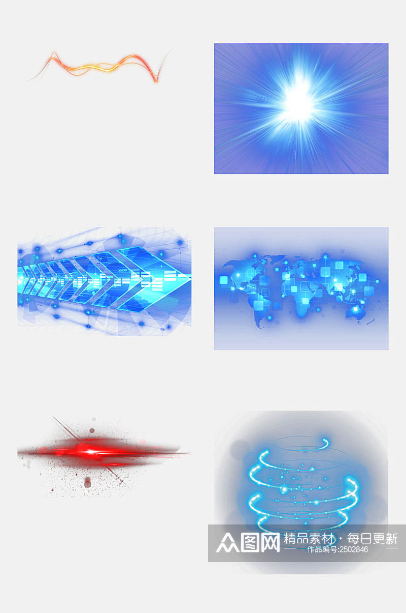 炫彩蓝色科技光效免抠元素素材