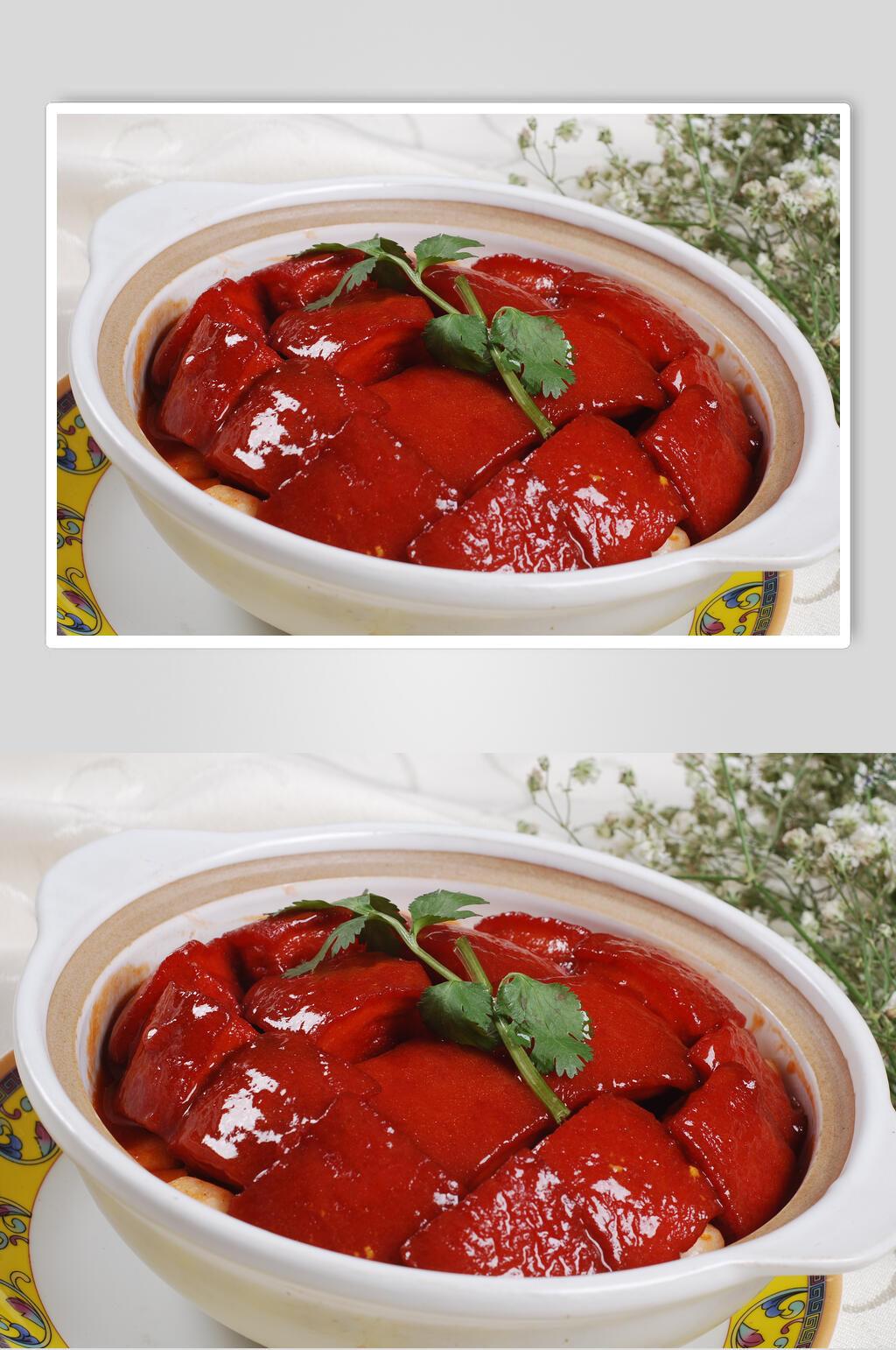 特色板栗红烧肉摄影图素材