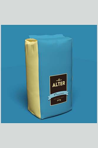 蓝色优雅咖啡系列包装样机
