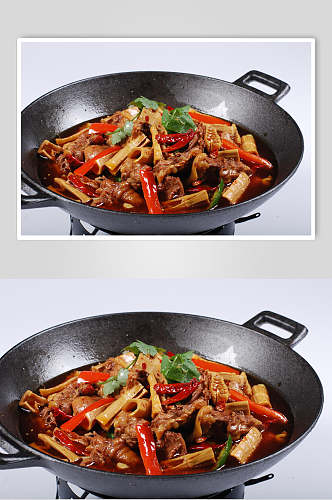 干锅竹笋肉美食淮扬菜摄影图食品图片