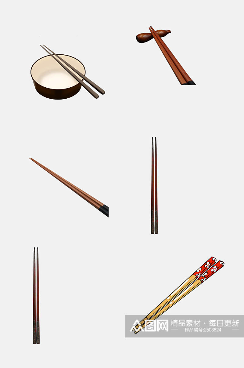 精致餐具筷子碗盘免抠素材素材