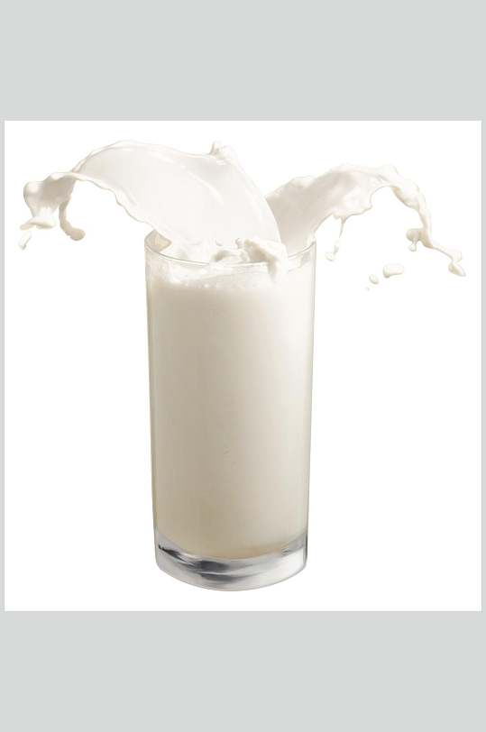 创意玻璃杯纯白新鲜牛奶摄影图