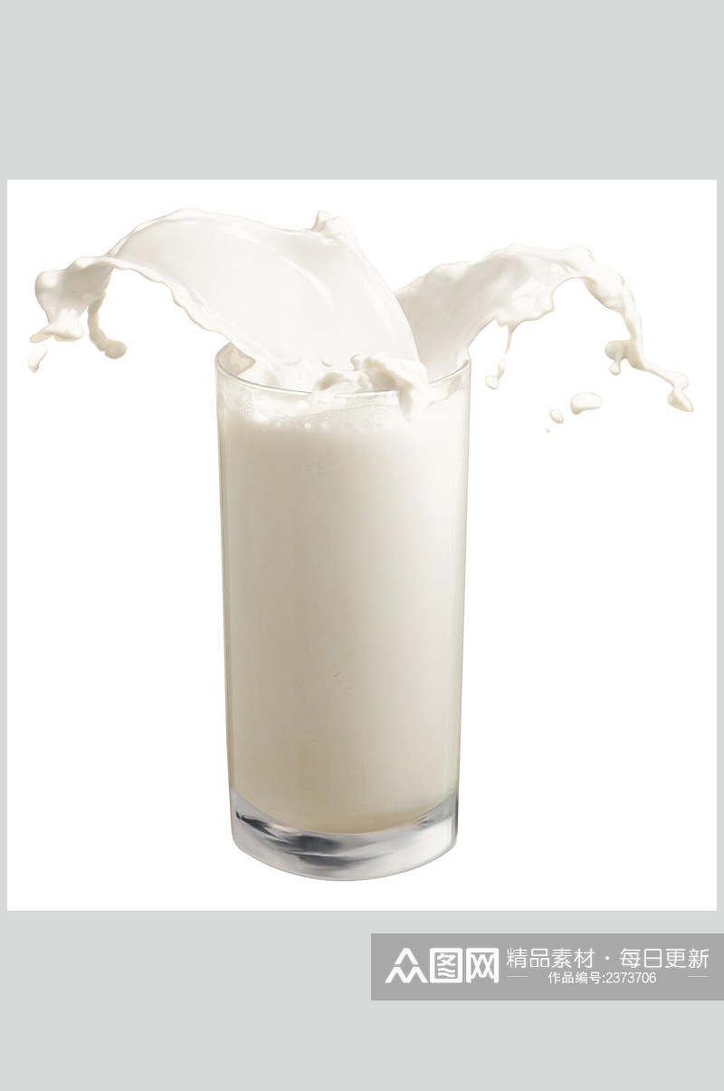 创意玻璃杯纯白新鲜牛奶摄影图素材